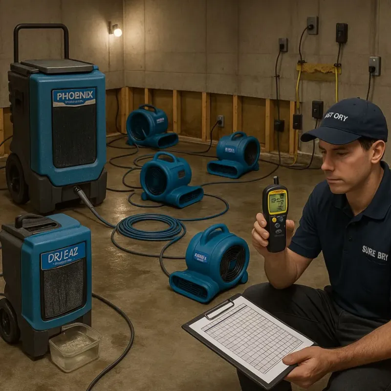 Structural Drying and Dehumidification process in Midpines, CA
